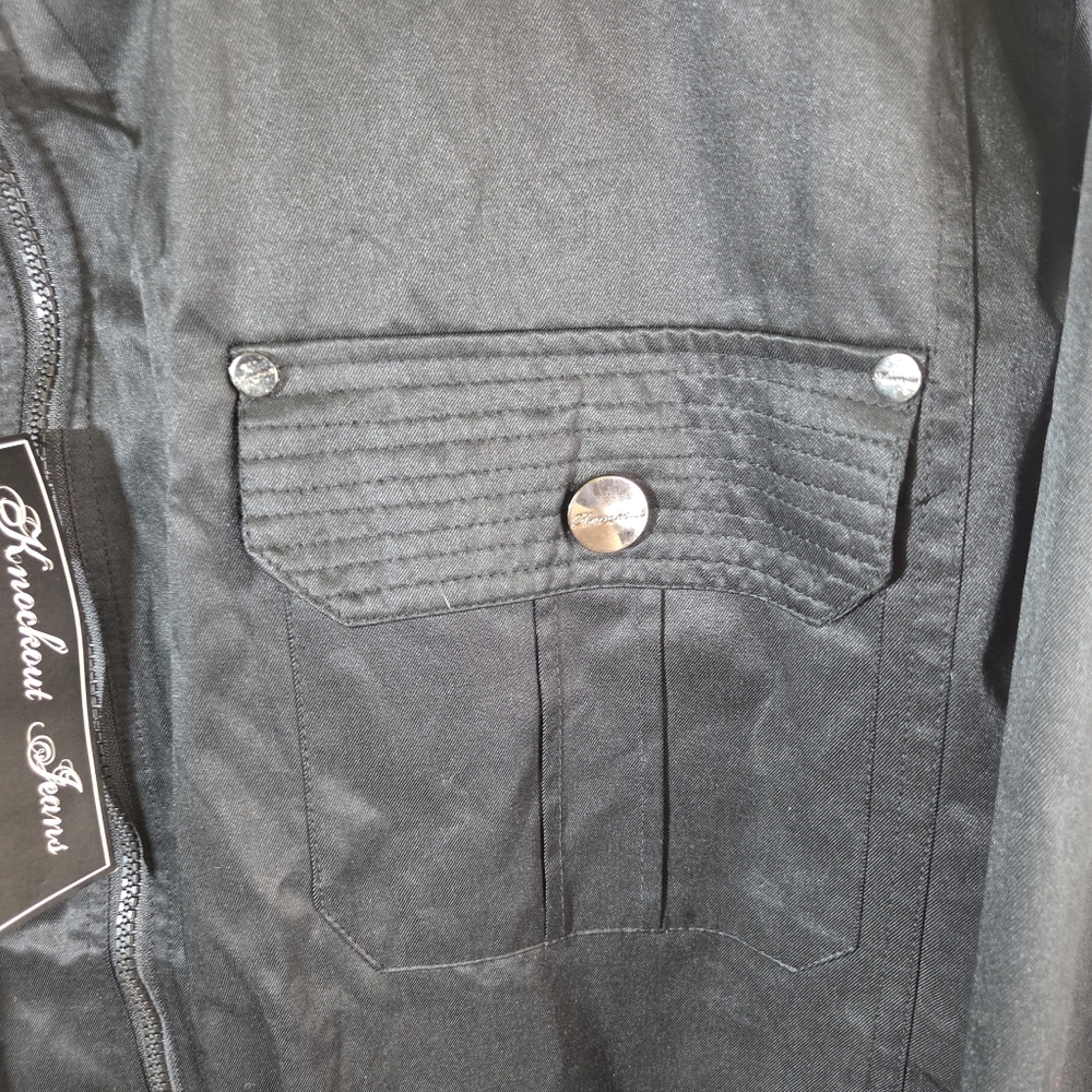 Knockout Jeans 3XLB Black Zip Jacket Big Tall NWT Military Style - Picture 6 of 13